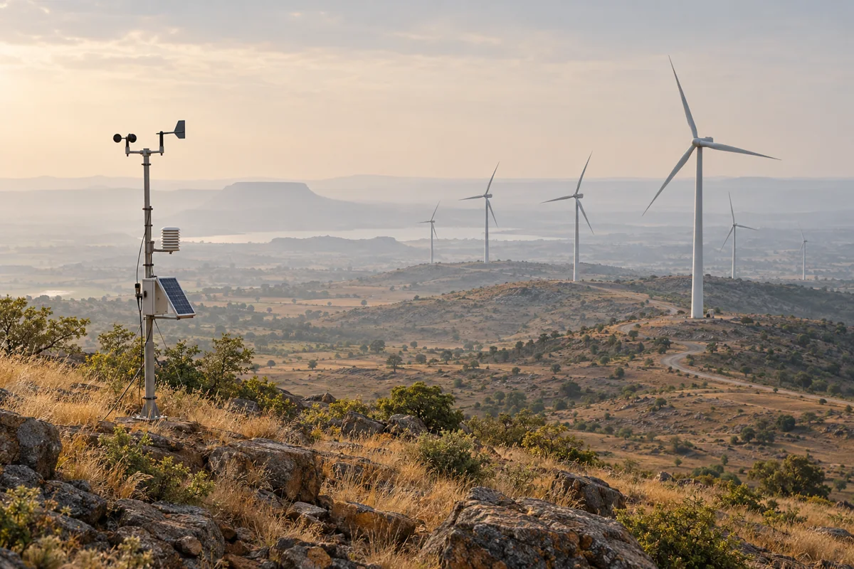 Illustrative plateau wind farm with a meteorological measurement station
